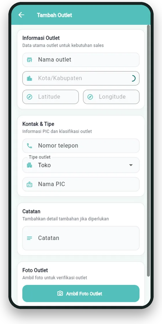 Form tambah outlet baru